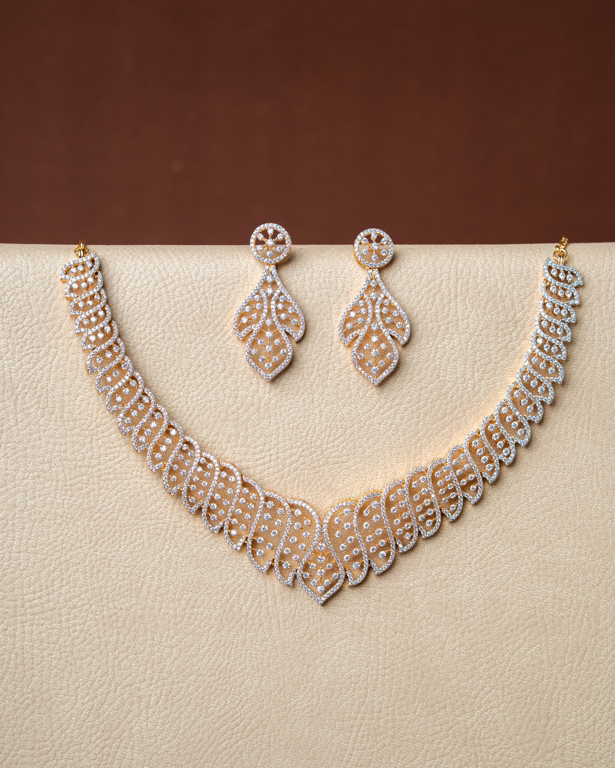 AD Zircon & Solitaire Necklace Set – Premium Party Wear