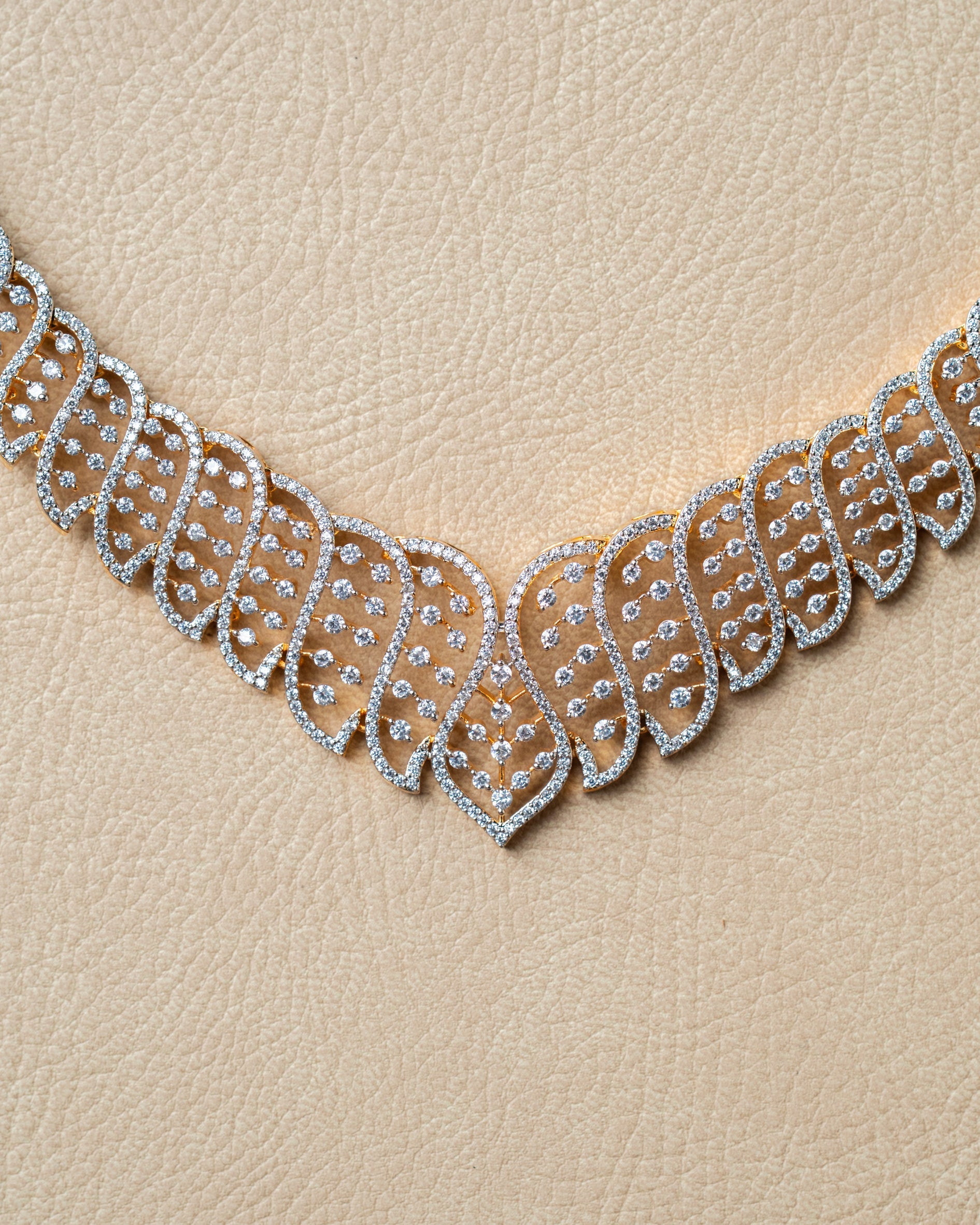 AD Zircon & Solitaire Necklace Set – Premium Party Wear