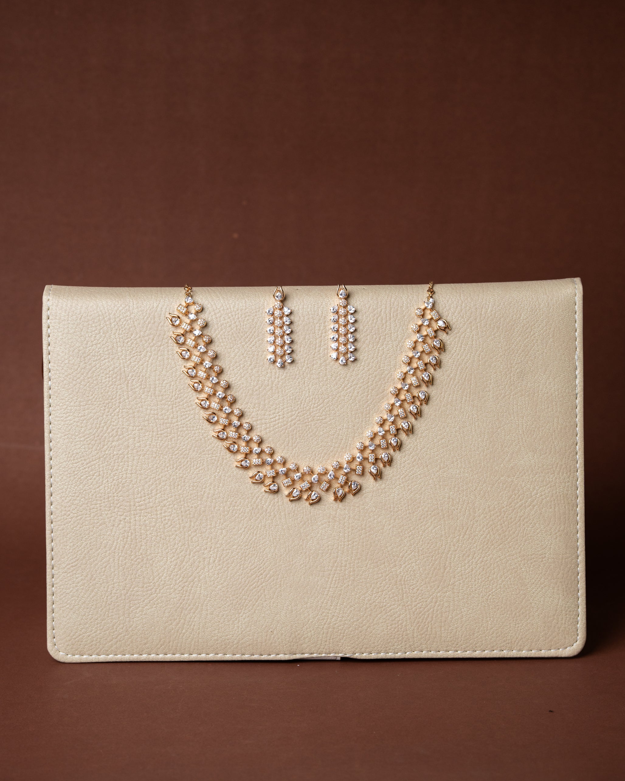 Rose Gold Plated AD (American Diamond) Jewellery Set.