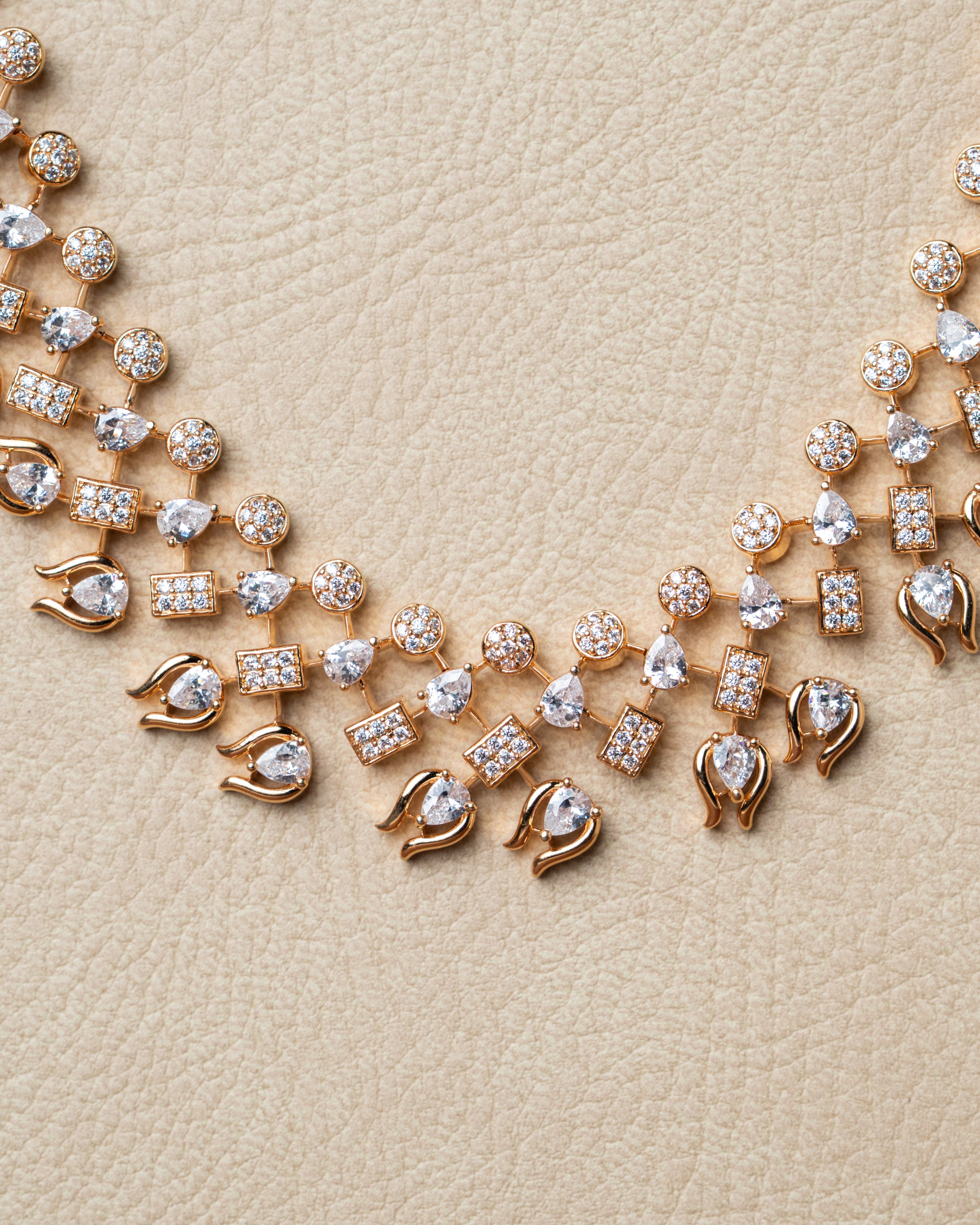 Rose Gold Plated AD (American Diamond) Jewellery Set.