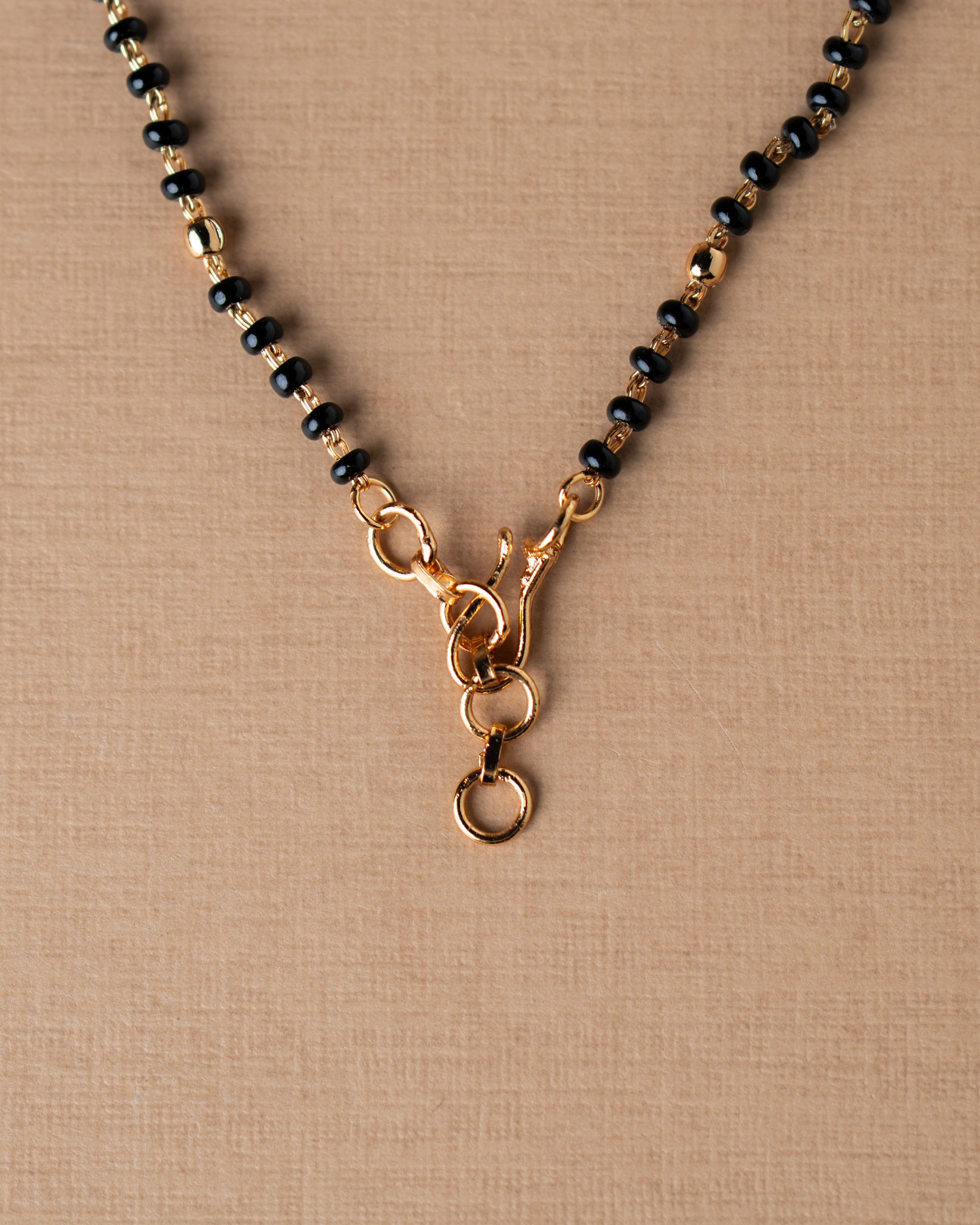 Gold-Toned Kundan Zircon Mangalsutra with Black Bead Chain