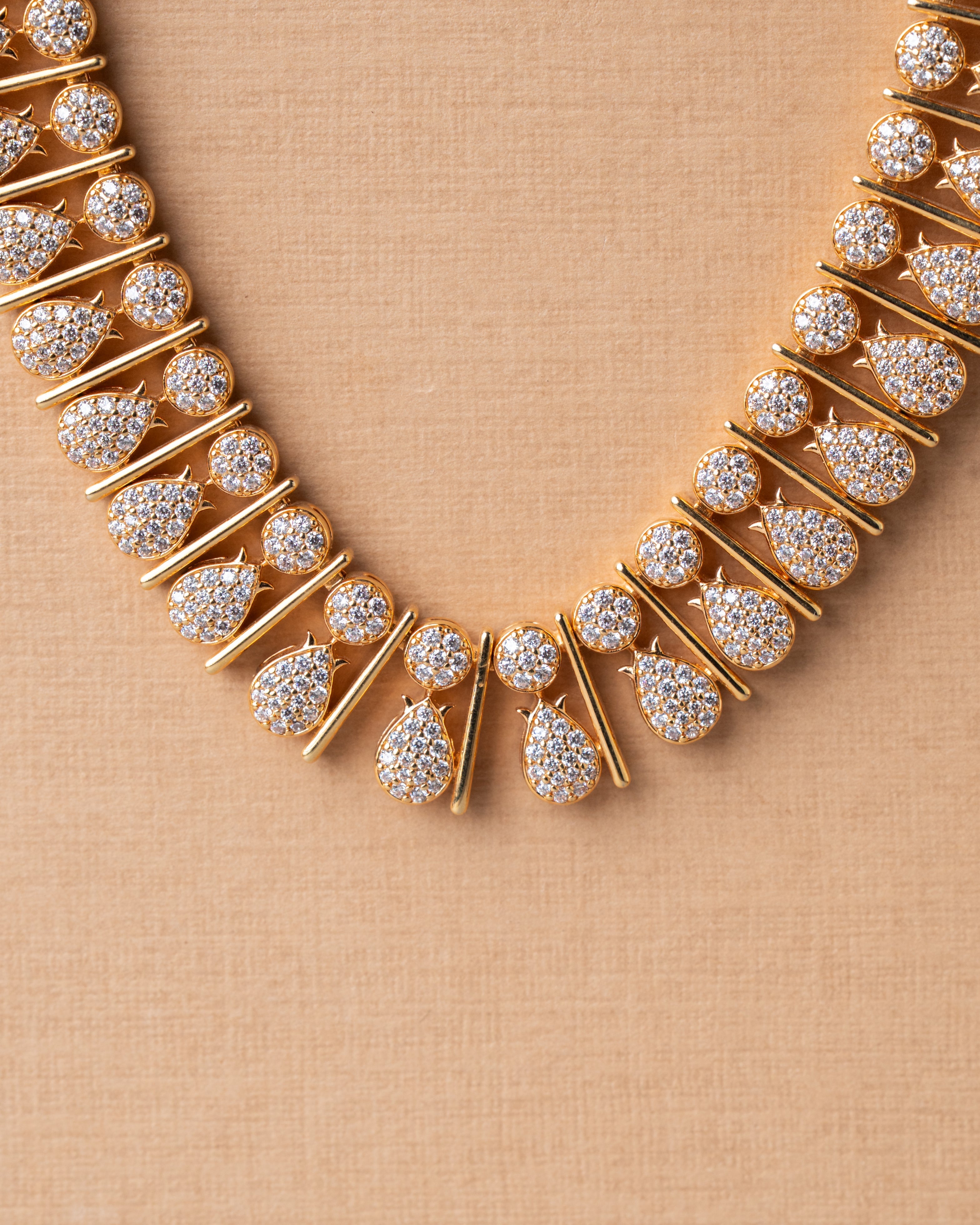 Gold-Toned Starburst Zircon Dangler Necklace Set
