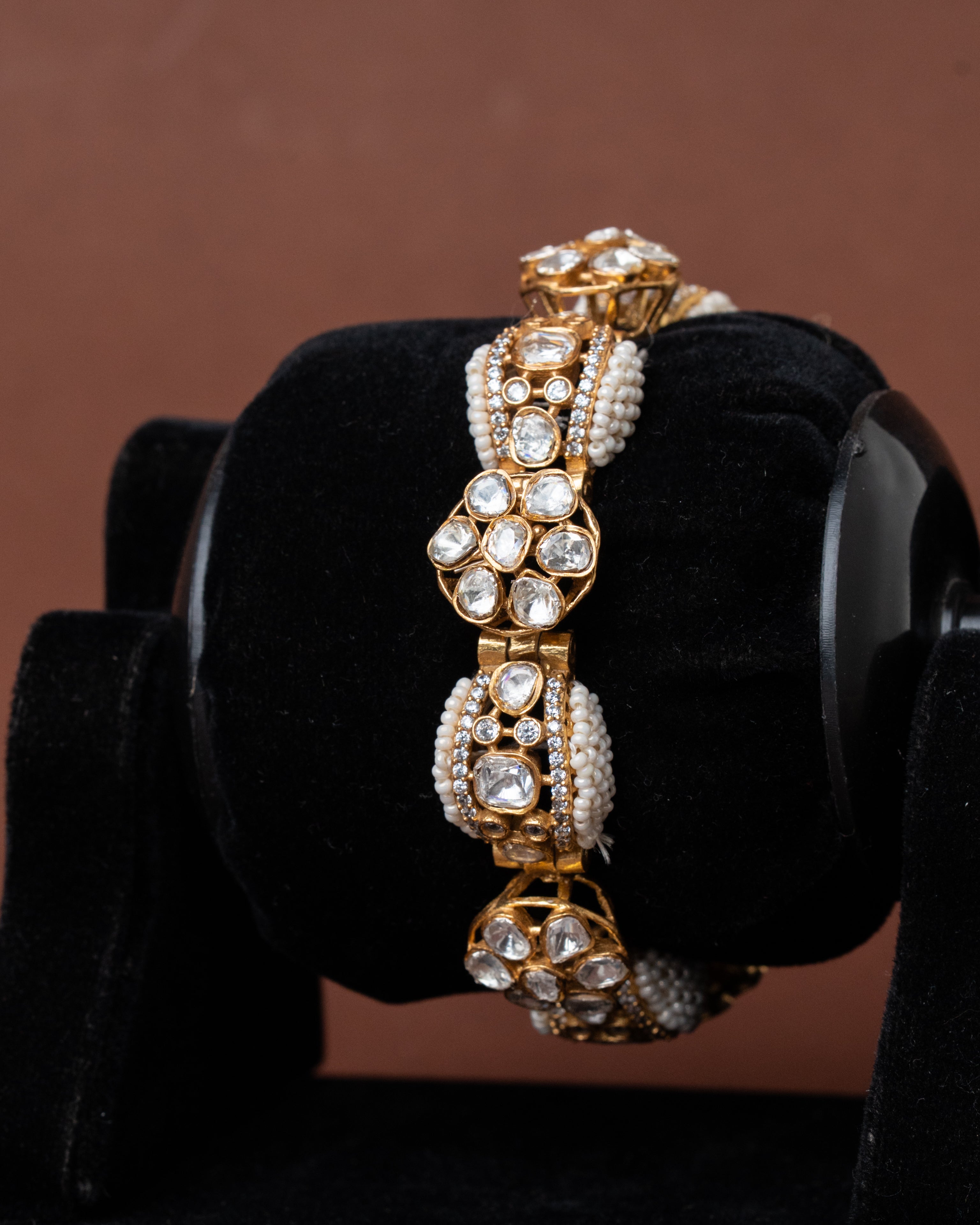 Pearl Kundan Charm Bangle