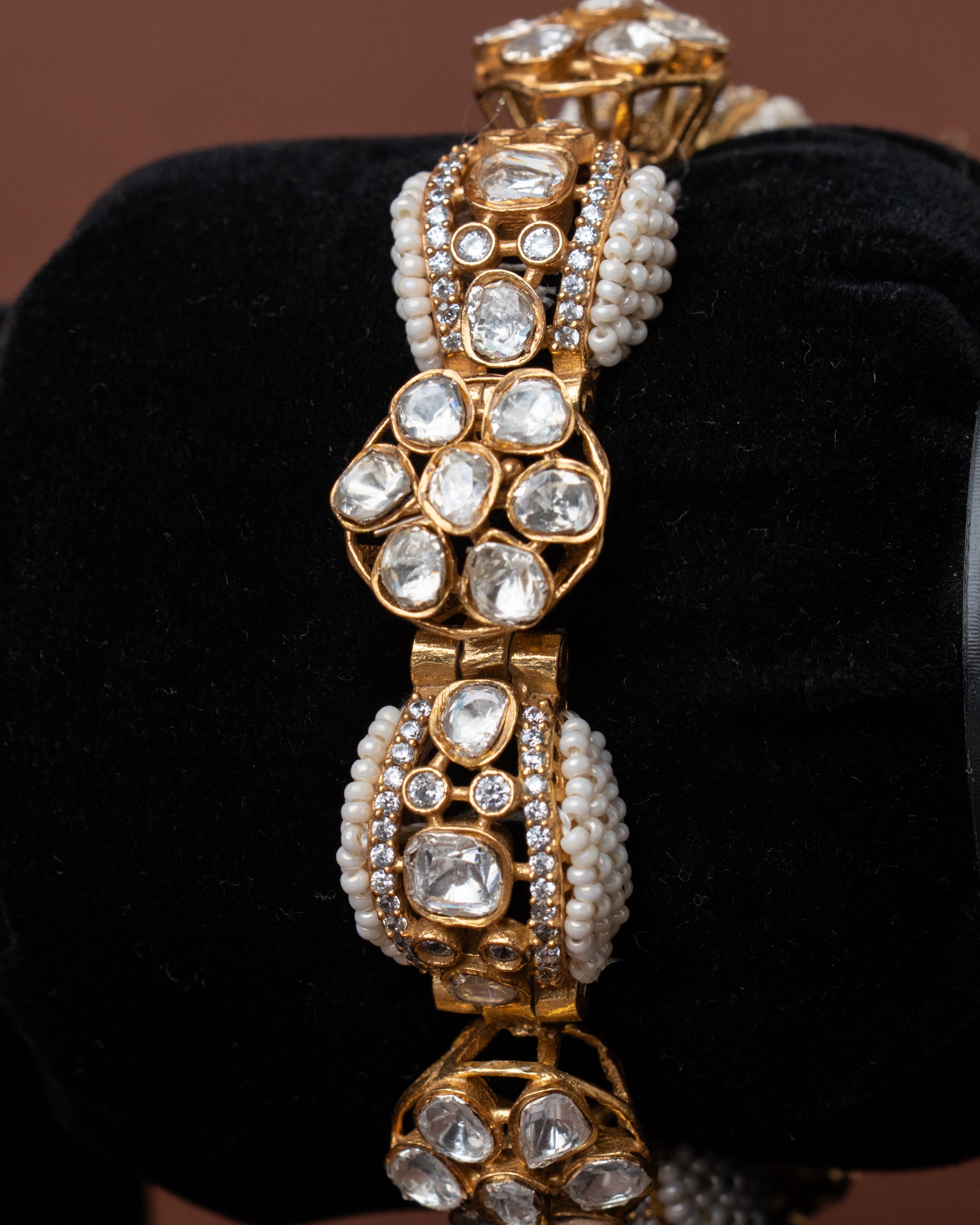 Pearl Kundan Charm Bangle