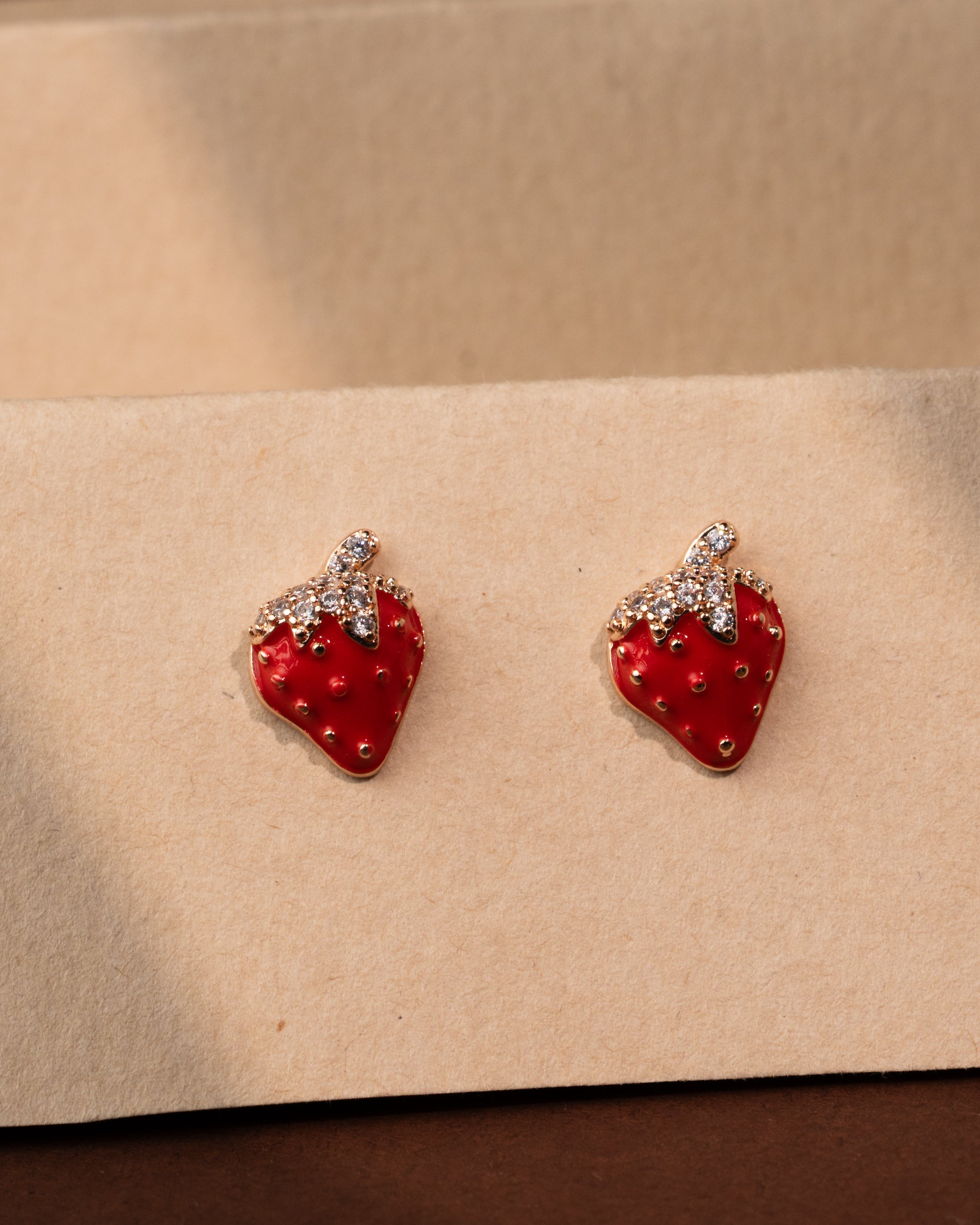 Strawberry Sparkle Stud Earrings
