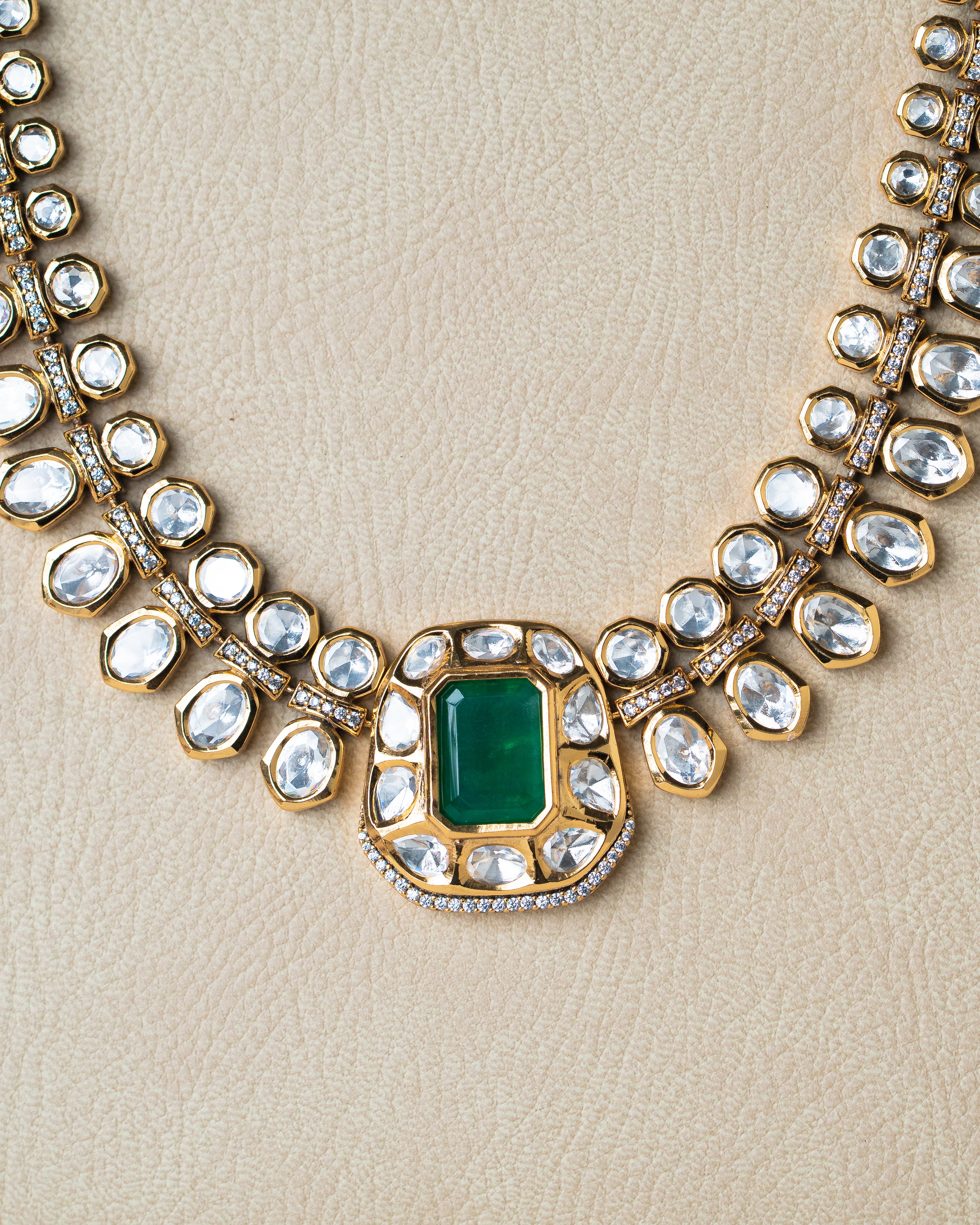 Kundan Emerald Glow Necklace Set