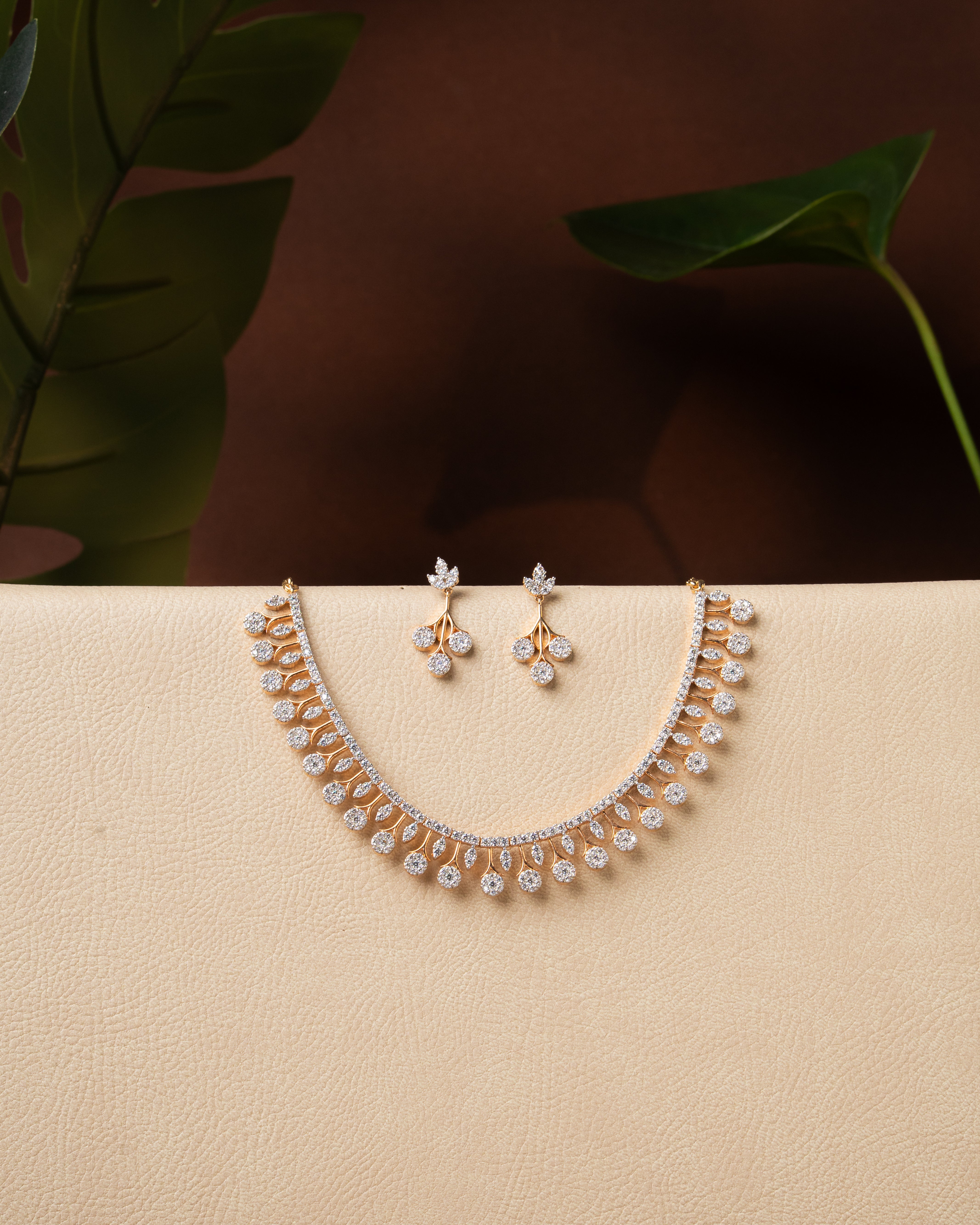 Blossom Glow Necklace Set - American Diamond